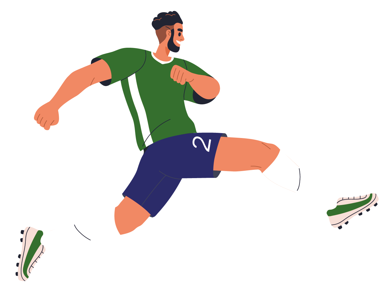 Illustrierter Fußballspieler in Bewegung während einer Spielsituation.