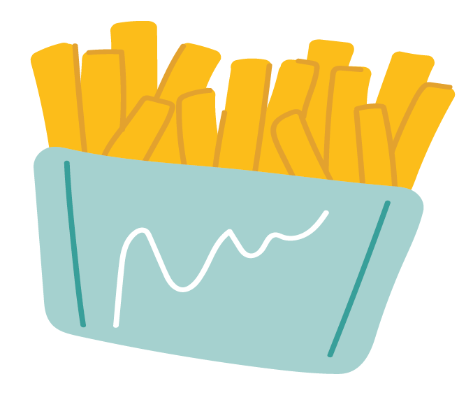 Illustrierte Portion Pommes in einer Snackschale für die Volltreffer-Aktion von apetito catering.
