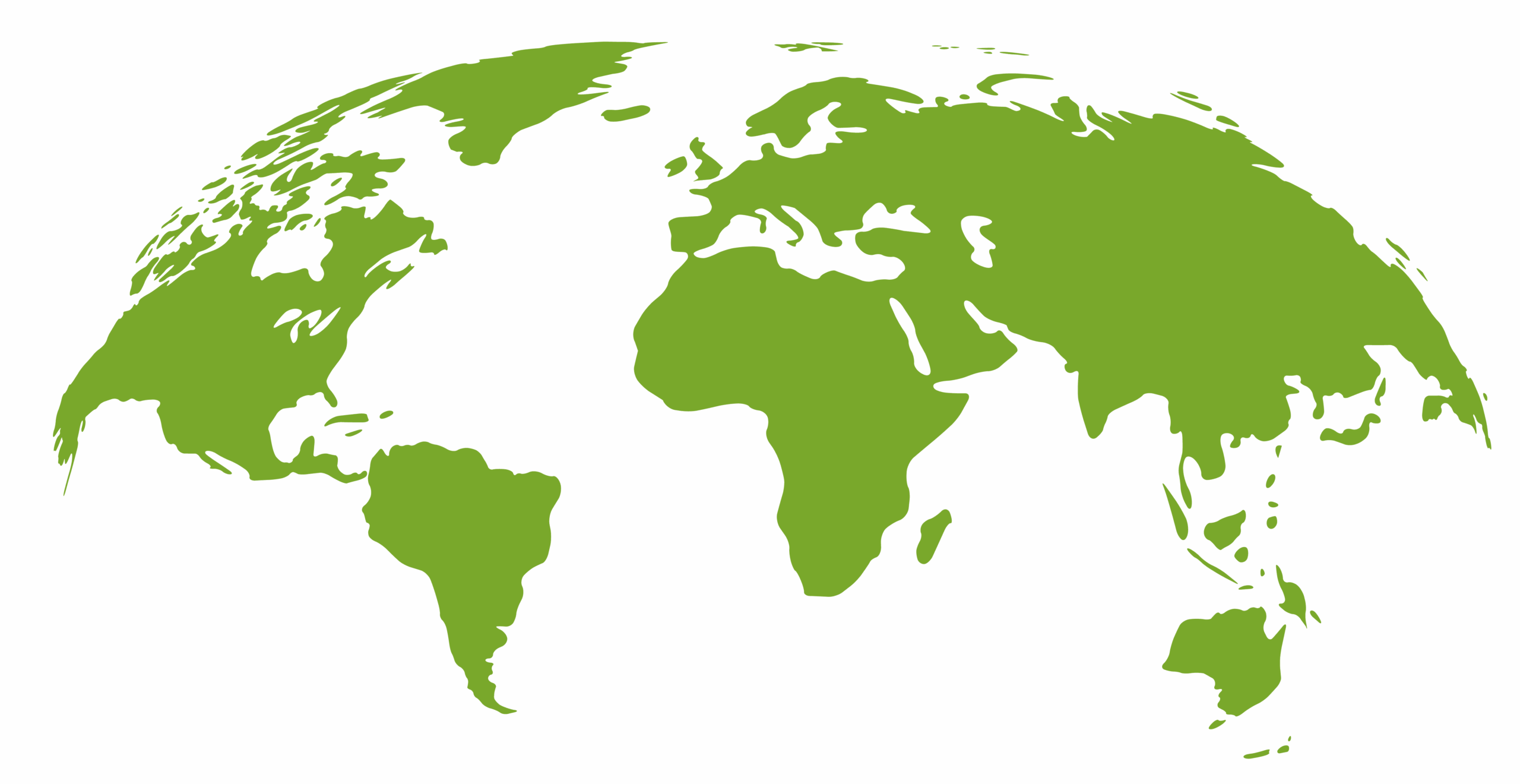 Stilisierte grüne Weltkarte als Symbol für internationale Verpflegung.