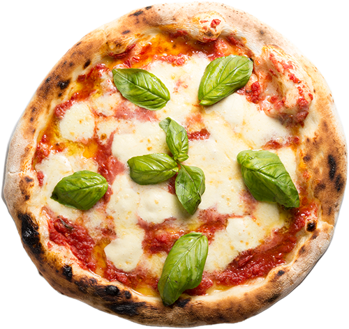 Frische Pizza Margherita mit Basilikum