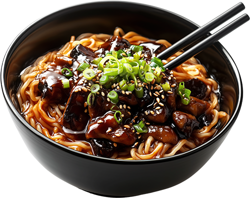 Umami in jedem Bissen – Ramen mit herzhafter Teriyaki Soße und Frühlingszwiebeln als topping