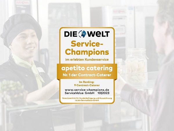 Service Champion 2023 Auszeichnung für apetito catering 