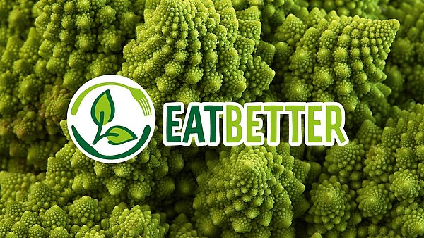 Logo EATBETTER von apetito catering auf Romanesco Hintergrund und mit gutem Gewissen genießen