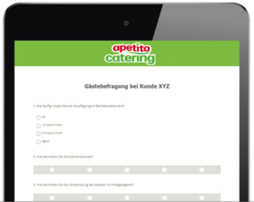 Umfragebogen auf einem Tablet für EASY FEEDBACK von apetito catering