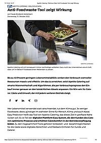 Artikel der gvpraxis über apetito catering aus der Ausgabe im Oktober 2022